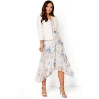 Roman Women's Cropped Bolero Tailored Jaquard Jacket Wedding Shrug Fitted Blazer in Light Pink | Size: 10