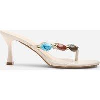 Where's That From Women's Electra Jewel Embellished Heeled Sandals in Cream | Size: 6