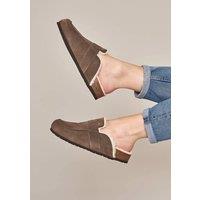 Moshulu Women's 'Zinnia' Suede Loafer Mule in Taupe | Size: 8
