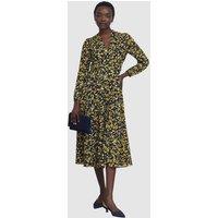 Hobbs London Women's Aurora Long Sleeve V-Neck Midi Dress in Dark Navy | Size: 8