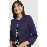 Hobbs London Women's Elize Cropped 3/4 Sleeve Occasion Jacket in Dark Navy | Size: 6