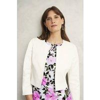 Hobbs London Women's Elize Cropped 3/4 Sleeve Occasion Jacket in White | Size: 12