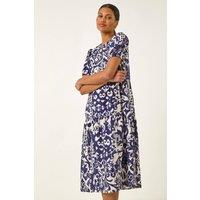 Roman Women's Abstract Print Midi Shirt Dress in Blue | Size: 14
