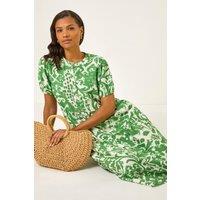 Roman Women's Abstract Print Midi Shirt Dress in Green | Size: 14
