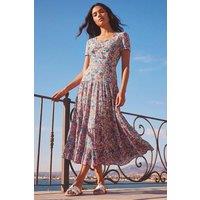 Roman Women's Floral Ruched Midi Dress in Pink | Size: 12