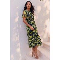 Roman Women's Floral Split Sleeve Midi Dress in Navy | Size: 10