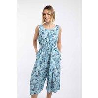 Weird Fish Women's Nalani Printed Viscose Jumpsuit in Light Blue | Size: 20