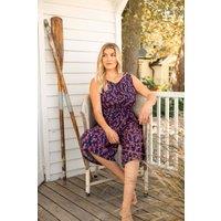 Weird Fish Women's Nalani Printed Viscose Jumpsuit in Mid Navy | Size: 16