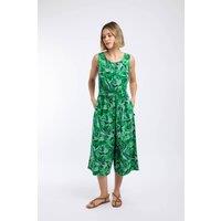 Weird Fish Women's Nalani Printed Viscose Jumpsuit in Green | Size: 20