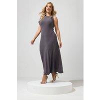 Yours Women's Metal Buckle Detail Maxi Dress in Dark Grey | Size: 16