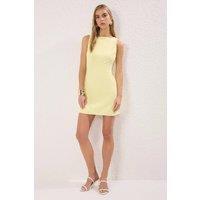 WOVCOR Women's Structured Crew Neck Mini Dress in Yellow | Size: 14