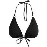 WOVCOR Women's Triangle Bikini Top with Halterneck Tie & Ring Detail in Black | Size: 8