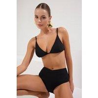 WOVCOR Women's Minimal Underwired Adjustable Strap Bikini Top in Black | Size: 12