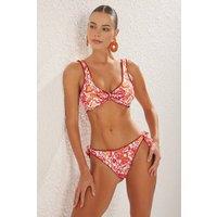 WOVCOR Women's Shawl Pattern Tie Side Regular Waist Bikini Bottom | Size: 6