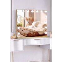 Fascinate Women's Gold Hollywood Vanity Mirror - 58x48cm, USB Charging & Tempered Glass | Size: 58x48 cm