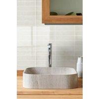 Living and Home 10Pcs 3D Rectangle Straight Pattern Self-Adhesive Wall Tile Stickers in Beige