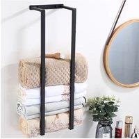 Living and Home 71cm Bathroom Carbon Steel Wall Towel Rack with 3 Hooks in Black