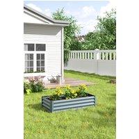 Living and Home Outdoor Galvanized Steel Raised Garden Bed Planter in Grey