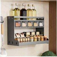 Living and Home 3-Tier Kitchen Spice Rack with 5 Seasoning Boxes in Grey