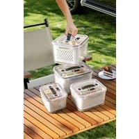 Living and Home 4pcs Fridge Organiser Clear Refrigerator Food Storage Containers for Kitchen, Picnic, Camping in White