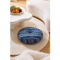 Living and Home Bohemian Style Detachable Round Floor Cushion in Blue