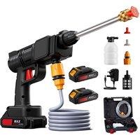 Living and Home 18.5V Portable Cordless Handheld High-Pressure Washer w/ 5m Hose, 2 Batteries, 3 Nozzles, 6-8m Range Distance Battery Pressure