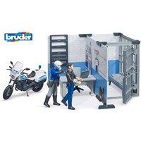 Bruder 1:16 bworld Police station with police motorbike in White | Size: 1 Pack