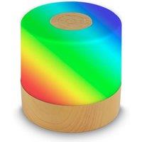 B.K.Licht LED Desk Light Table Lamp Rechargeable Cordless RGBW IP44 Wood Effect in Beige