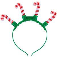 VFM e-Store Christmas Candy Cane Light Up Head Band 21cm x 23cm Green X 1 | Size: 21 cm x 23 cm