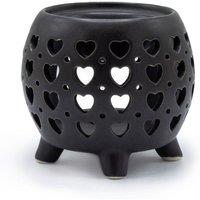 Serenityy Squat Pot Oil Burner Multi Hearts - Matt Black