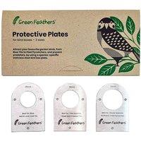 Green Feathers Bird Box Protective Stainless Steel Cover Plates - (Pack of 3) in Silver