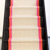 RainbowHome Herringbone Keswick Cream Fleck Sunset Trim Stair Runner | Size: 20 cm x 12 cm
