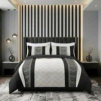 Pamposh Luxurious Duvet cover Set Reversible Bedding Sets in Black | Size: Double