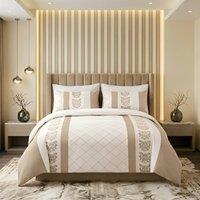 Pamposh Luxurious Duvet cover Set Reversible Bedding Sets in Beige | Size: Double