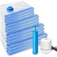 SPETLEK 12 Pack Vacuum Storage Bags with Hand & Electric Pump in Clear