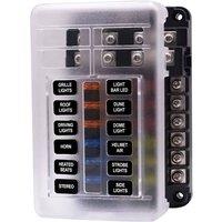 Nordara 12 Way Blade Fuse Box 12V 24V Car Marine Bus Bar Kit in Black