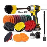 Nordara 22x Drill Cleaning Brush Set Attachment for Grout & Tile in Yellow