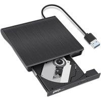 Nordara External USB DVD CD RW Drive Burner Reader for Windows10 11 Laptop PC in Black