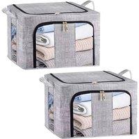 SPETLEK 2Pcs 66L Folding Storage Box for Clothes Wardrobe Organizer in Grey