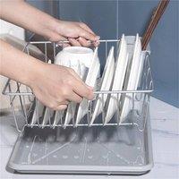 SPETLEK Dish Drying Rack Drainer Tray Cutlery Holder for Kitchen Sink in Silver