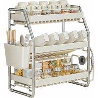 SPETLEK 3 Tier Kitchen Countertop Spice Rack Herb Jar Storage Shelf in White