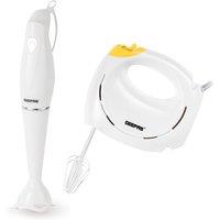 Geepas Hand Mixer & Hand Blender Set in White