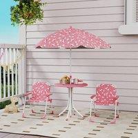AIYAPLAY Kids Garden Furniture with 2 Folding Chairs & Umbrella, Pink