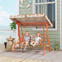 AIYAPLAY Kids Porch Swing with Seat Belts, Adjustable Canopy, Orange | Size: 2 Seater