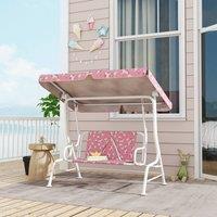AIYAPLAY Kids 2-Seater Porch Swing with Seat Belts, Adjustable Canopy Pink | Size: 2 Seater