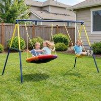 AIYAPLAY Kids Swing Set with Double Swings, Metal Frame, 150kg Capacity