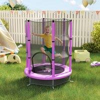 AIYAPLAY 4.6FT Kids Trampoline with Safety Enclosure Net in Purple