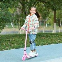 AIYAPLAY Electric Scooter for Kids 4-7, with Auxiliary Rear Wheels in Pink