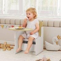 AIYAPLAY Kids Table & Chair Set, Toddler Desk Chair with Storage Bins in White