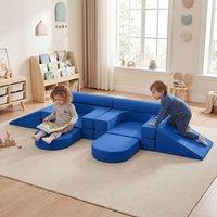 CASART 11PCS Modular Kids Play Couch Climb&Crawl Foam Playset Sofa Foam Couch in Blue